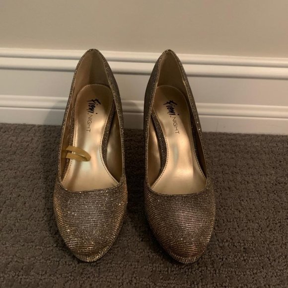 FIOMI NIGHT SPARKLY METALLIC PLATFORM HEELS SIZE 5 - Picture 2 of 4